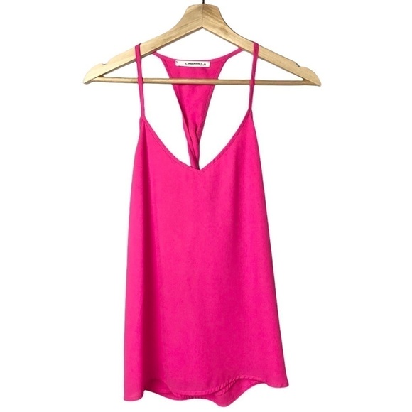 Caramela Hot Pink Twist Racerback Tank Top S - Picture 1 of 6